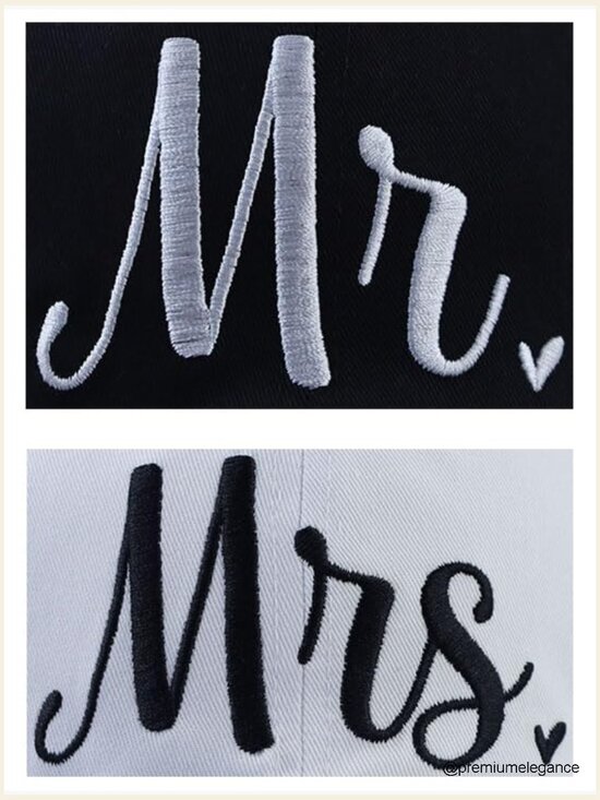 Mr & Mrs Baseball Cap Set, Adjustable Cotton Embroidered Couple Hats Wedding main image 6